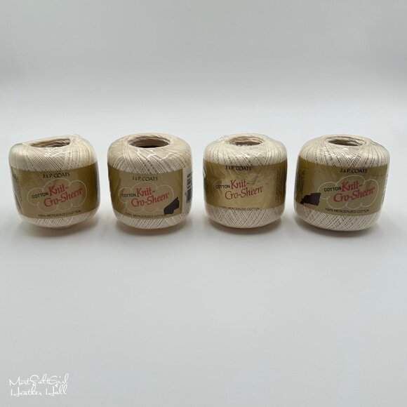 J & P Coats Cotton Knit-Cro-Sheen Cream Thread 225 Yards 4 Pack - Picture 1 of 6